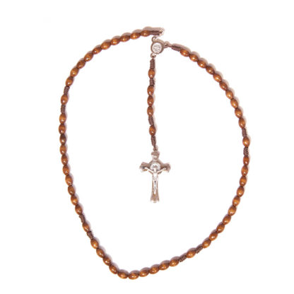 ROSARIO MADONNA DELLE ROSE IN CORDA E LEGNO SCURO ANCHE PER UOMO