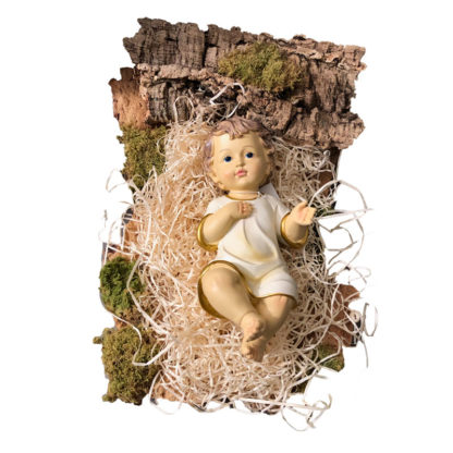 Gesù Bambino dipinto a mano in resina cm 14