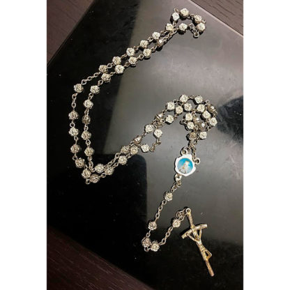 ROSARIO CON ROSELLINE MADONNA DELLE ROSE COLOR ARGENTO