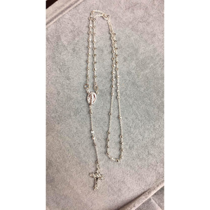 ROSARIO IN ARGENTO CON CROCERA MEDAGLIA MIRACOLOSA E GRANI MEDI BRILLANTATI