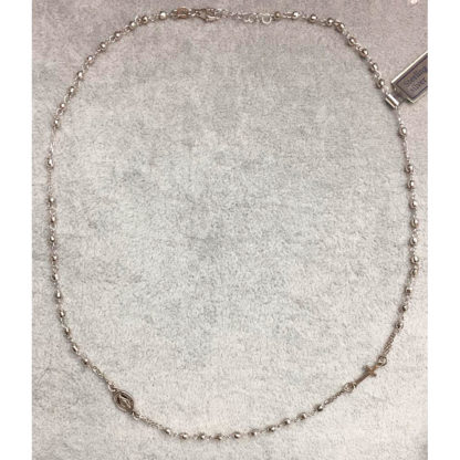 COLLIER ROSARIO IN ARGENTO RODIATO CON CROCETTA E MEDAGLIA MIRACOLOSA