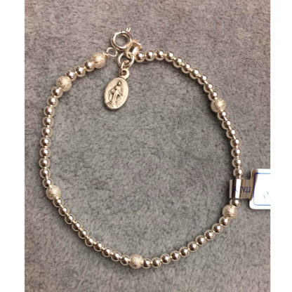 BRACCIALE IN ARGENTO CON ROSARIO INTERO PUNTINATO CON MEDAGLIA MIRACOLOSA