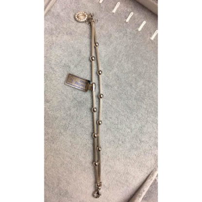 BRACCIALE DECINA MODERNO RIGIDO IN ARGENTO DOPPIO FILO PUNTINATO GROSSO CON MIRACOLOSA BRILLANTATA