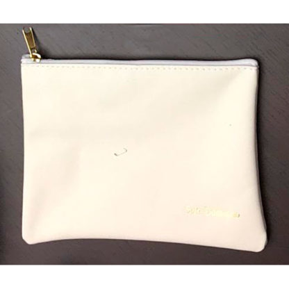 POCHETTE GRANDE ANCHE PER LIBRICINO DI PREGHIERA IN VERA PELLE COLOR BIANCO SCRITTA SAN DAMIANO