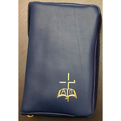 RACCOGLITORE LIBRI PREGHIERA IN VERA PELLE BLU