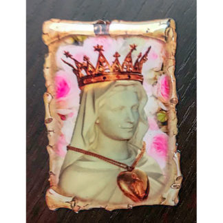 CALAMITA ADESIVA CON MADONNA DELLE ROSE SFONDO ROSE