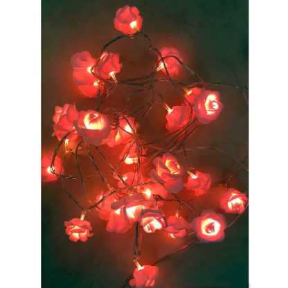 GHIRLANDA LUMINOSA DI 30 ROSE  A LED COLOR ROSA