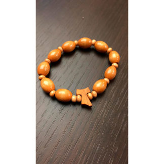 BRACCIALE ELASTICO DECINA CON GRANI GROSSI IN LEGNO E TAO ANCHE DA UOMO