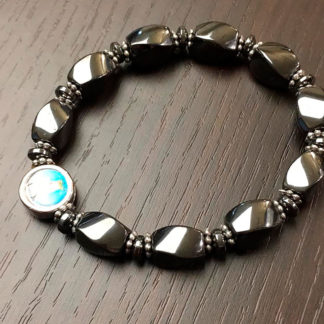 BRACCIALE ELASTICO DECINA EMATITE E MADONNA DELLE ROSE ANCHE PER UOMO
