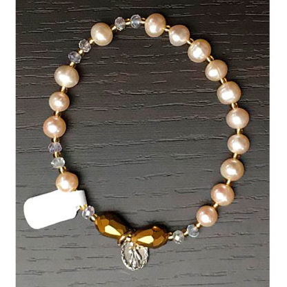 BRACCIALE-DECINA BIJOUX FATTO A MANO CON PERLE DI FIUME ROSATE