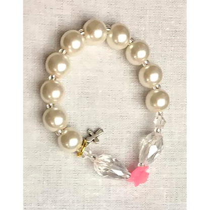 BRACCIALE-DECINA CRISTAL DA APPENDERE ALLA CULLA NEONATO CON FAZZOLETTO SAN DAMIANO BAMBINA