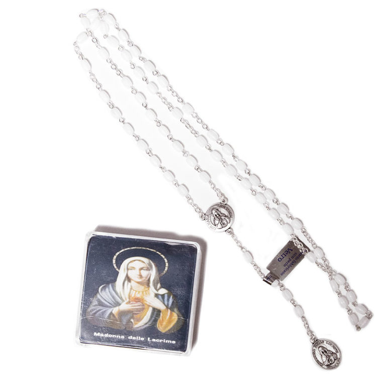 ROSARIO MADONNA DELLE LACRIME 42059 IN VETRO BIANCO E MEDAGLIA San Damiano Store Shop di ROSARIO MADONNA DELLE LACRIME 42059 IN VETRO BIANCO E MEDAGLIA San Damiano Store Shop di