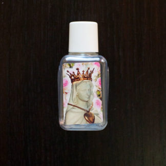 BOTTIGLIETTA DA BORSETTA MINI CON IMMAGINE MADONNA DELLE ROSE PLASTIFICATA E TAPPO A VITE
