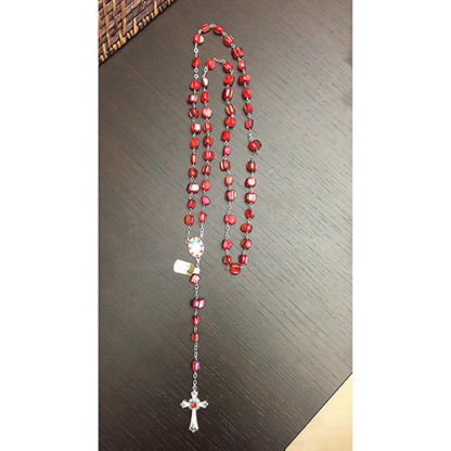 ROSARIO MADONNA DELLE ROSE VERA MADRE PERLA COLOR ROSSO