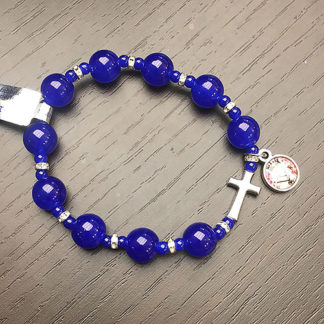 BRACCIALE ELASTICO VETRO COLORATO MADONNA DELLE ROSE E CROCE