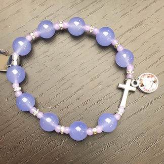 BRACCIALE ELASTICO VETRO COLORATO MADONNA DELLE ROSE E CROCE