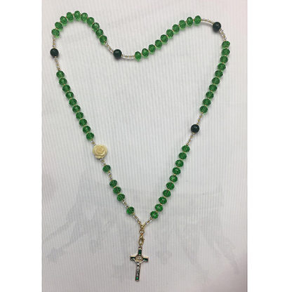 COLLIER-ROSARIO BIJOUX RAFFINATO FATTO A MANO CRISTAL GROSSO VERDE