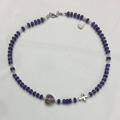 GIROCOLLO-ROSARIO BIJOUX FATTO A MANO IN PIETRA COLORATA AMETISTA