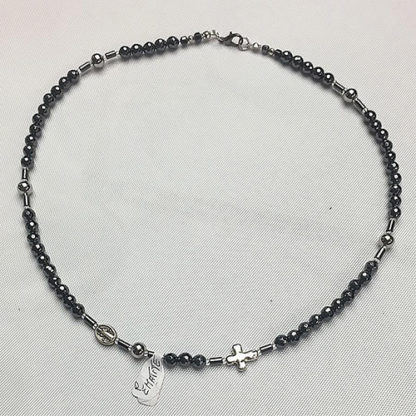 GIROCOLLO-ROSARIO BIJOUX FATTO A MANO IN PIETRA EMATITE