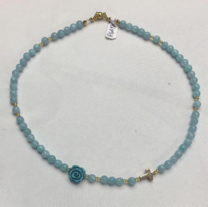 GIROCOLLO-ROSARIO BIJOUX FATTO A MANO IN PIETRA AGATA