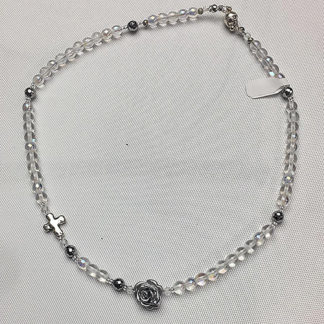 GIROCOLLO ROSARIO BIJOUX FATTO A MANO IN CRYSTAL AZZURRO