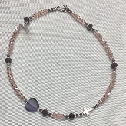 GIROCOLLO-ROSARIO BIJOUX FATTO A MANO IN CRYSTAL ROSATO
