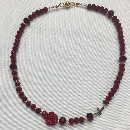 GIROCOLLO-ROSARIO BIJOUX FATTO A MANO IN CRYSTAL ROSSO