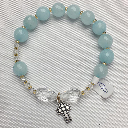 BRACCIALE-DECINA BIJOUX FATTO A MANO CON PIETRE GROSSE GIADA AZZURRA